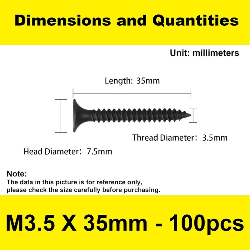 LERNOU #6 x 1-3/8'' Wood Screws, Coarse Tooth Drywall Screws, Self-Tapping Countersunk Head Deck Screws, Phillips Flat Head Cabinet Screws for Various Woodworking Repairs and DIY Projects (100 pcs) - Image 2